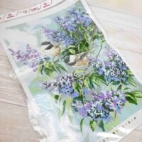 Схема для вишивки нитками А3-14-124 Воробьи в сирени 43*40см