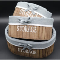Кошик дерев'яний з тканиною Storage сірий овал 10*23см F-032