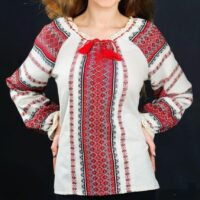 Вишиванка жіноча р.50 вишивка до низу червоно-біла