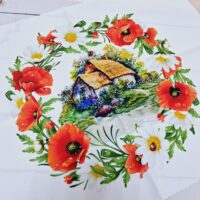 Принт для вишивки "Будинок Маки з ромашками" Vinok-3 А3 28*28см