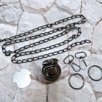 Набір ланцюжок 100см + карабін 2ш+ кільця 2шт+ замок 1шт темний нікель