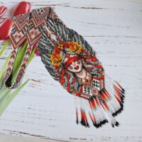 Гердан з бісеру "Мотанка Берегиня 326" 58*13см