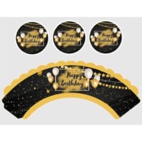 Набор для капкейков Happy Birthday Black 6шт