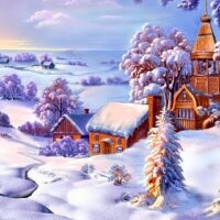 Алмазна вишивка DM-380 Зимовий пейзаж 70*40см
