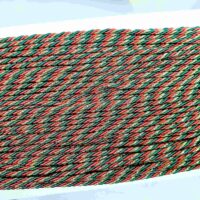 Шнур декоративный 3мм зелено-красно-золотой