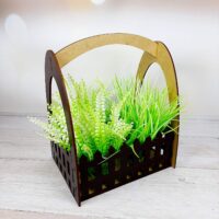 ПА-Ц-012 Кошик "Заборик" з ручкою коричневий 21*16*25см МДФ