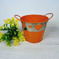 Декоративне металеве відро з ручкою оранж 13*11см КА-010-5