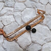 Фермуар для сумок 8,5*4,5см прямокутник золото з чорними кульками