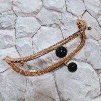 Фермуар для сумок 8,5*4,5см полуколо золото з чорними кульками