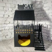 ПА-ДД-001 Дом для кота 2х этажный черный
