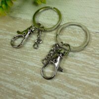 LD-329-2 Кольцо, карабин цепочка 90мм серебро