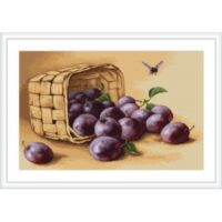 Luca-S В496 Корзина со сливами, набор для вышивания нитками