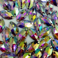 Стразы пришивные Лодочка 9*18мм Crystal AB 3080б