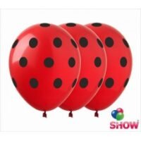 Шар Art Show 12"(30см) Горох Красный шар-черный горох (5 сторон) GR-5 кр-черн