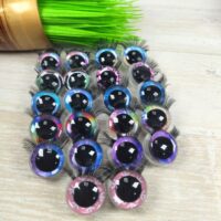 Очі круглі з віями перламутр 12мм асорті 1пара