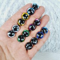 Очі круглі перламутровий кант зі сніжинками 12мм асорті 1пара