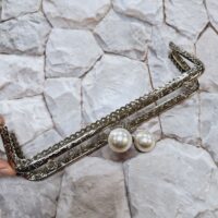 Фермуар для сумок 16,5*7см прямокутник срібло з перламутровими кульками