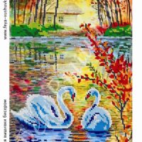 Фея Вышивки АВ-285 Лебеди на пруду, схема под бисер