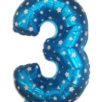 Фольгированная цифра 3 голубая 65см