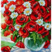 ДАНА-3359 Маки на окне, схема под бисер