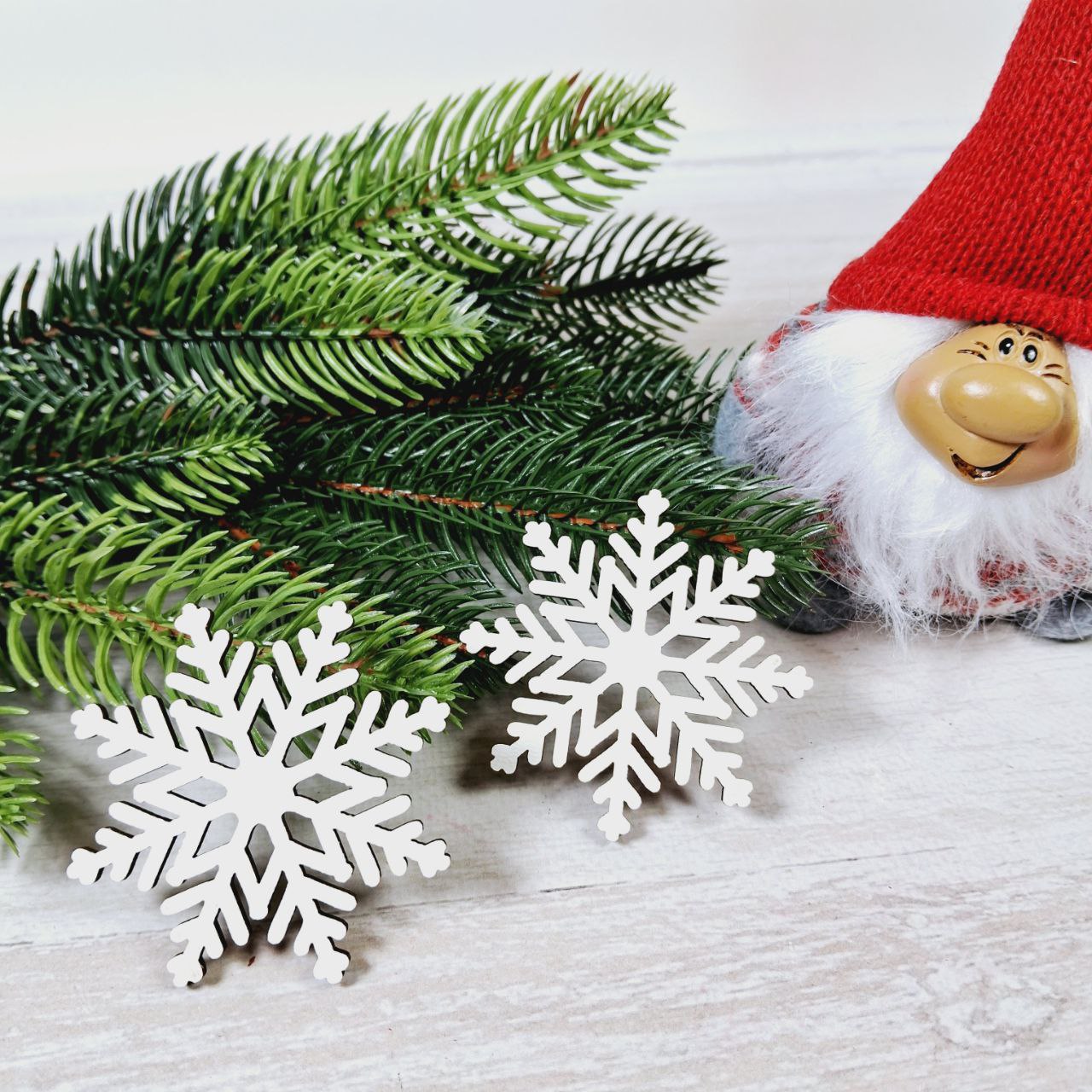 Новорічний декор Сніжинка біла ажурна 6,0см ПА-НИ-120