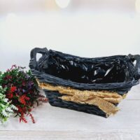 Кашпо прямокутне з бантом з мiшковини 18*26*16,5см 3835