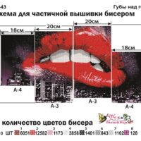 Фея Вышивки ТМ-43 Губы над городом. Триптих, схема под бисер
