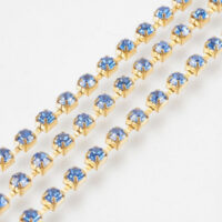 Цепь Латунная со стразами 2мм Сапфир