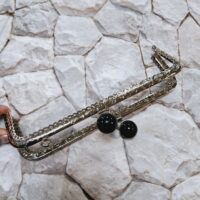 Фермуар для сумок 8,5*4,5см прямокутник срібло з чорними кульками