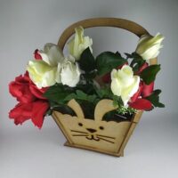 ПА-Ц-034 Пасхальное лукошко Зайчик 20*20*30см