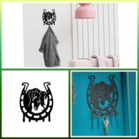 Ключниця настінна металева 18*20,5мм Підкова+Кінь 5гачків KZ-34