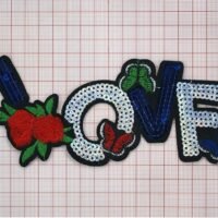 Аплікація клейова паєтки LOVE 20*9см пайетки