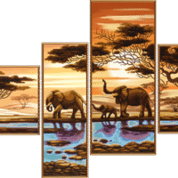 Новая Слобода В46512 Африканские слоны, схема под бисер