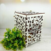 ПА-С-942-1 Шкатулка для денег в белом Бабочки 15,5*15,5*25см МДФ3мм