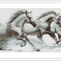 Luca-S В495 Белые лошади, набор для вышивания нитками