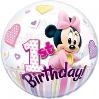 Шар BUBBLE прозрачный 22"(56см) Disney 1-й День Рождения Минни Маус 12862