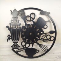 ПА-Ч-015-1 Основа под часы Часы с самоваром 25*25см 3мм черные