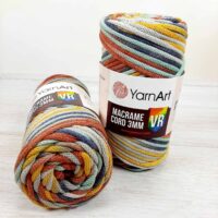 Ярнарт макраме Cord 3mmYarnArt VR 925 коричнево-блакитний