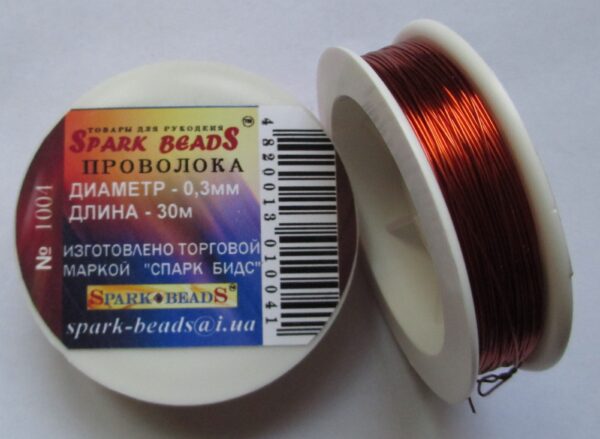 Spark Beads Проволка №1004 d 0,3мм 30м медь