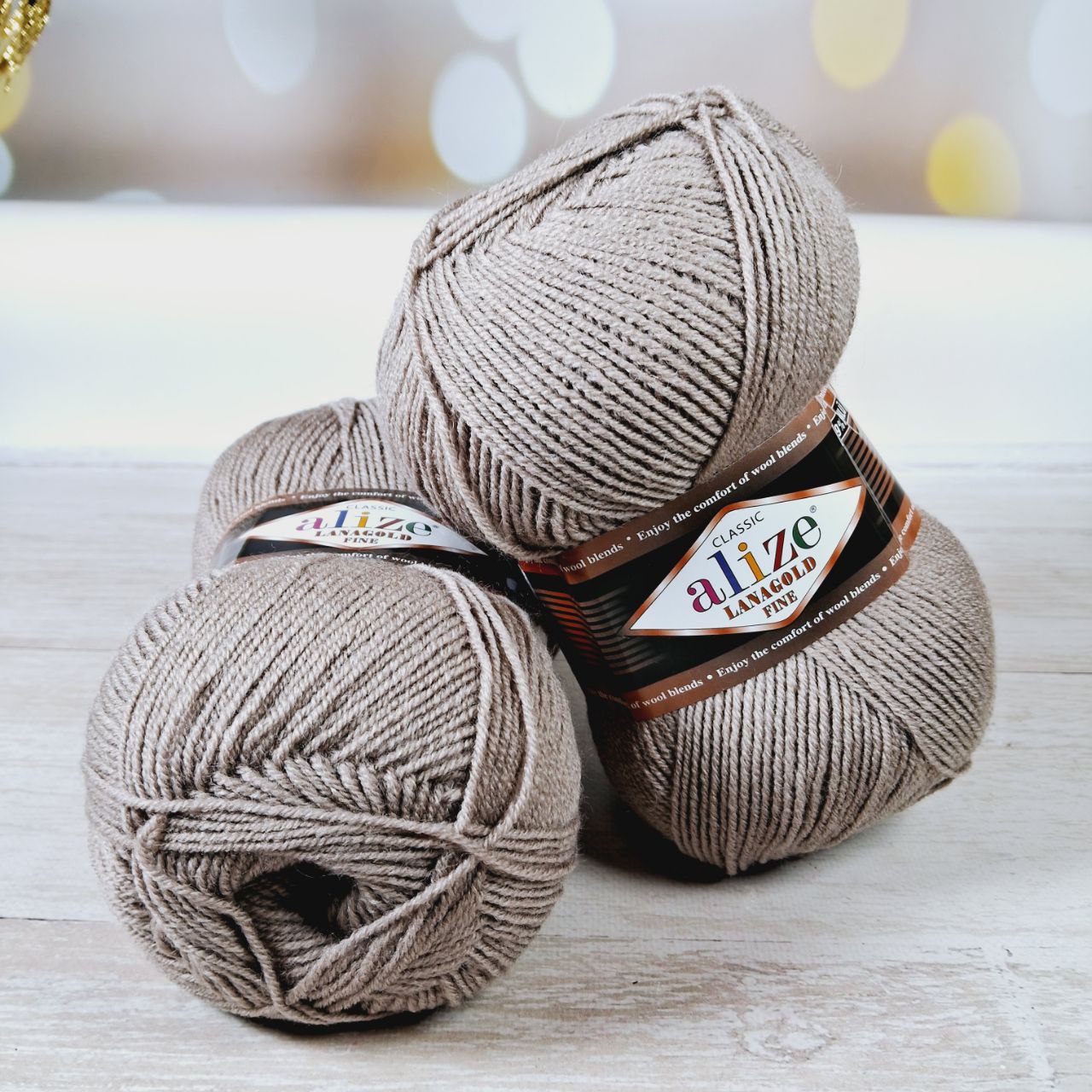 Алізе Ланаголд Файн (Alize LanaGold Fine) 100г/390м 990 світло-коричневий