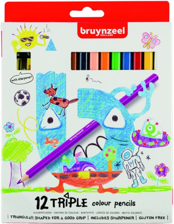 Набір тригранних  кольорових олівців Triple Bruynzeel 12кол