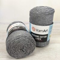Ярнарт Макраме котон люрекс 250г/205м 737 серый с серебром