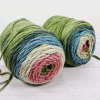 Сток акрил меланж 100г/190м зелено-кораловий