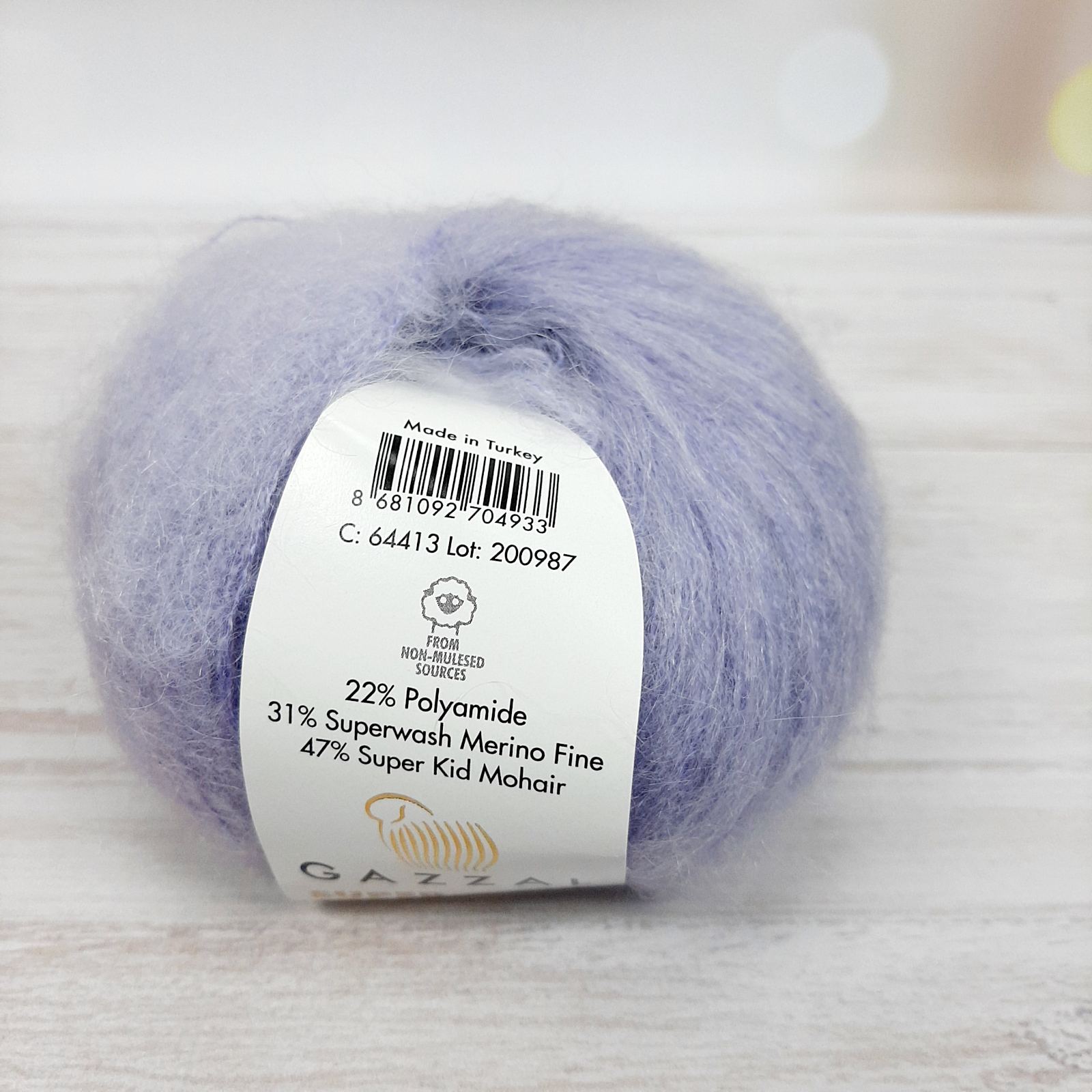 Газзал Супер Кід Мохер (Gazzal Super Kid Mohair) 25г/237м 64413 світлий бузок