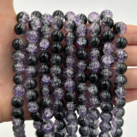 Намистини скляні Бите Скло 10мм 75шт Чорно-бузковий ЕД124