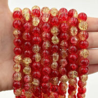 Намистини скляні Бите Скло 10мм 75шт Червоно-жовтий ЕД204