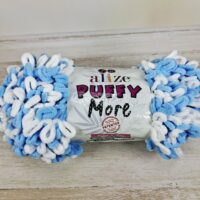 Алізе Пуффі Море (Alize Puffy More) 150г/11.5м 6266 блакитно-білий