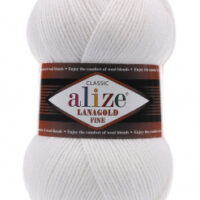 Алізе Ланаголд Файн (Alize LanaGold Fine) 100г/390м 055 білий
