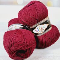 Алізе Ланаголд Файн (Alize LanaGold Fine) 100г/390м 057 бордовий