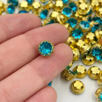 Стразовий декор Шатон 8*5,5мм Лазурний 10шт БХ787